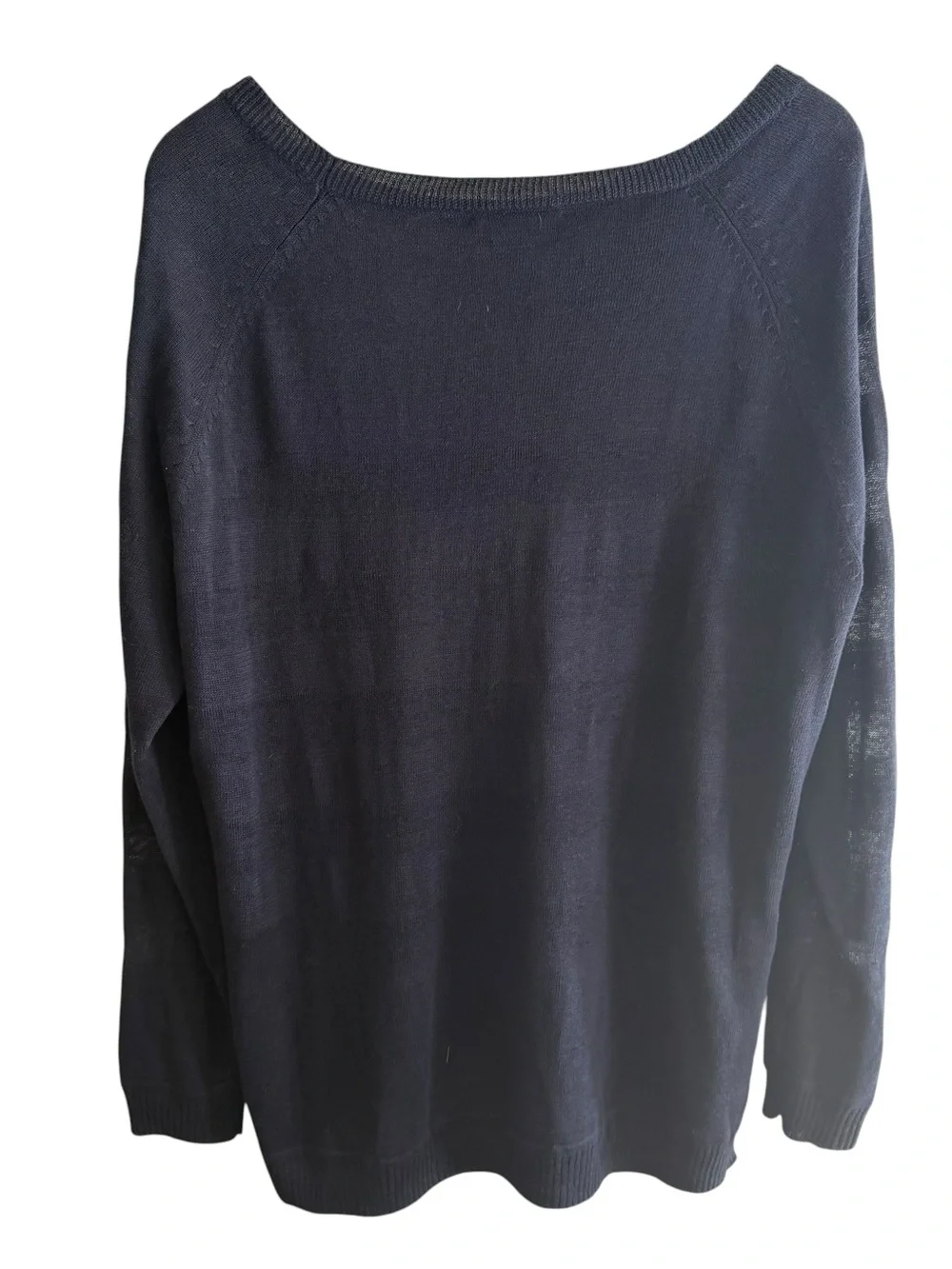 Vince Navy Linen Sweater Coastal Luxury Quiet Luxury Lightweight Size L